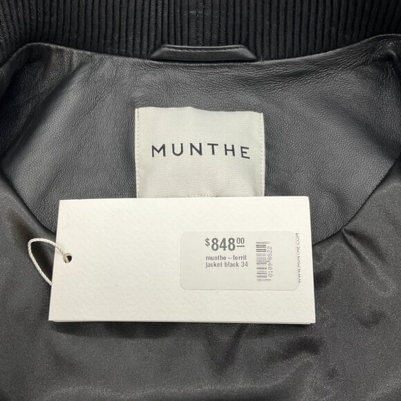 Munthe Black Leather Embossed Ferril Jacket - Picture 4 of 4